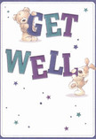 Overflowing with warmth and cheerful encouragement, this Ware-themed get well card presents two irresistibly charming friends-a teddy bear and a playful puppy-working together to share a message of comfort. Their cuddly figures, soft fur and floppy ears illustrated in tactile detail, seem almost ready to leap from the creamy white page, bringing a reassuring hug. The words 'Get Well' are crafted in bold, inviting letters shaded with rich indigo and teal tones, hues reminiscent of the colourful markets and riverside blooms found in the heart of Ware. Sparkling stars scatter across the design, their brilliant blues and gentle purples imbuing the card with hope and a sense of possibility, much like the feeling of stepping into a sunlit florist shop on Church Street. The atmosphere is one of gentle optimism and sincerity; the card's textures and composition evoke the thoughtful care found in every recovery bouquet arranged by local Ware florists. Whether sent to a friend near Allenbury Gardens or a loved one recuperating on New Road, this card carries not only its message but the spirit of support and kindness central to the Ware community.